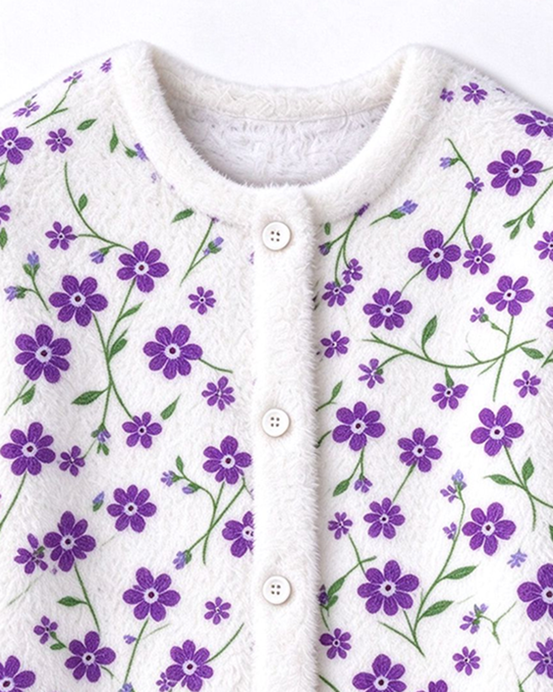 Purple Floral Cropped Feather Cardigan – Bramblejoy